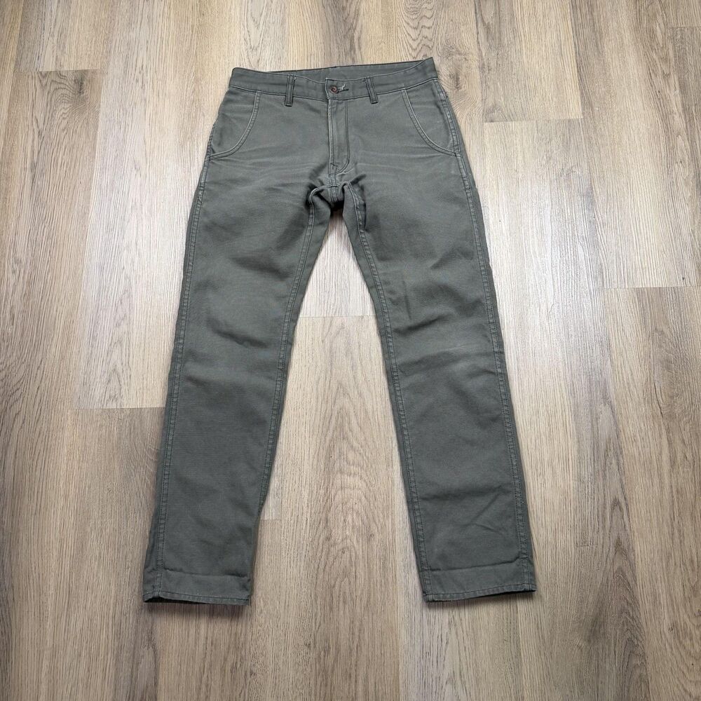 Railcar Fine Goods Jeans Mens 30 Green Canvas Straight Leg Made USA Workwear